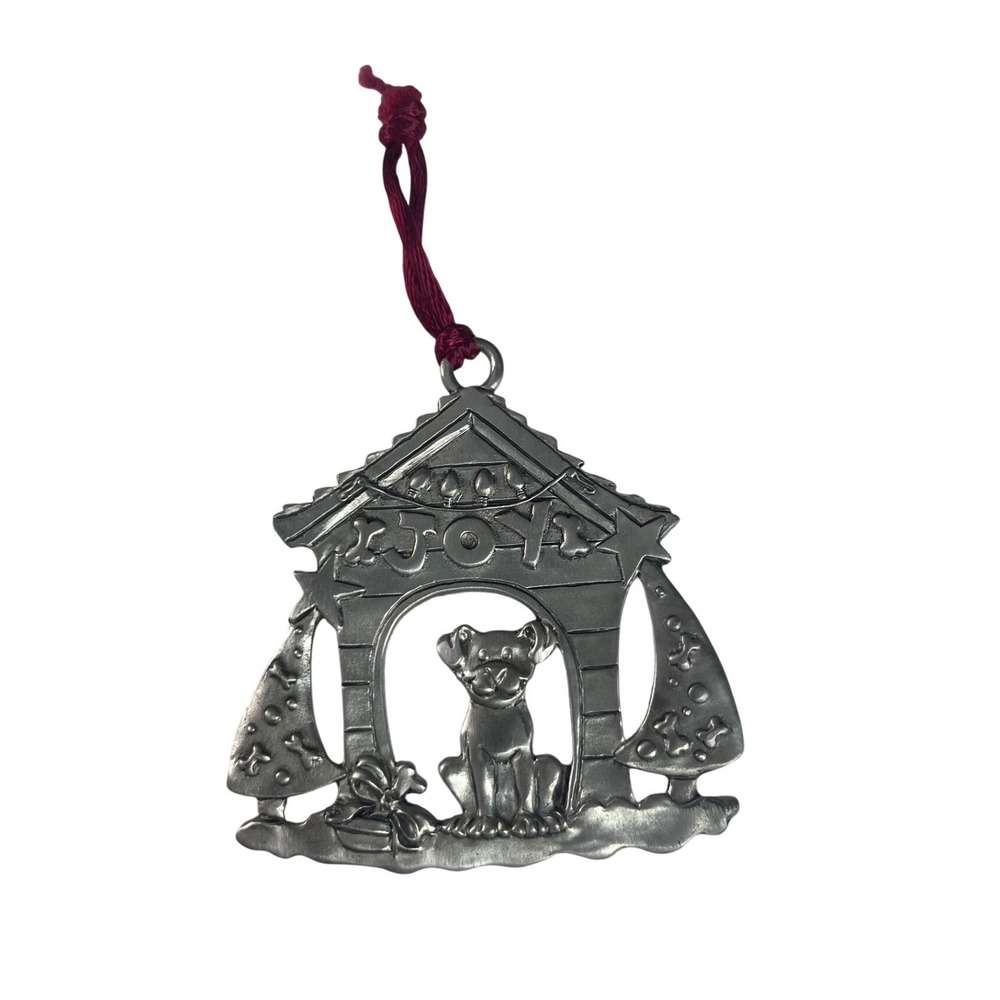 Seagull Pewter Christmas Doghouse Ornament Vintage 1997 Joy Dog Puppy Canada